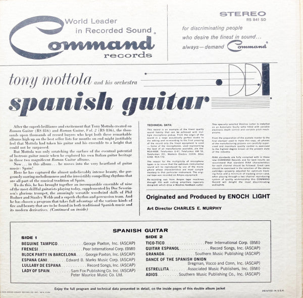 Tony Mottola And His Orchestra - Spanish Guitar - 1962