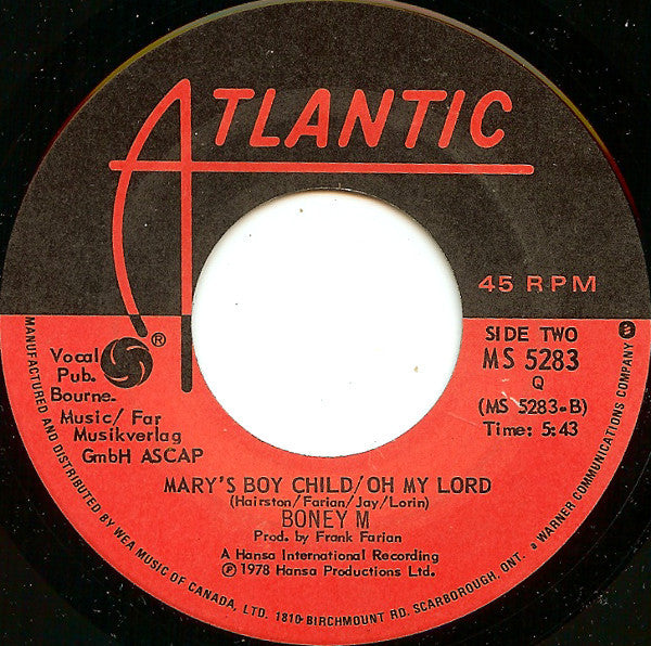 Boney M. - Hooray! Hooray! It's A Holi-Holiday / Mary's Boy Child - 1979