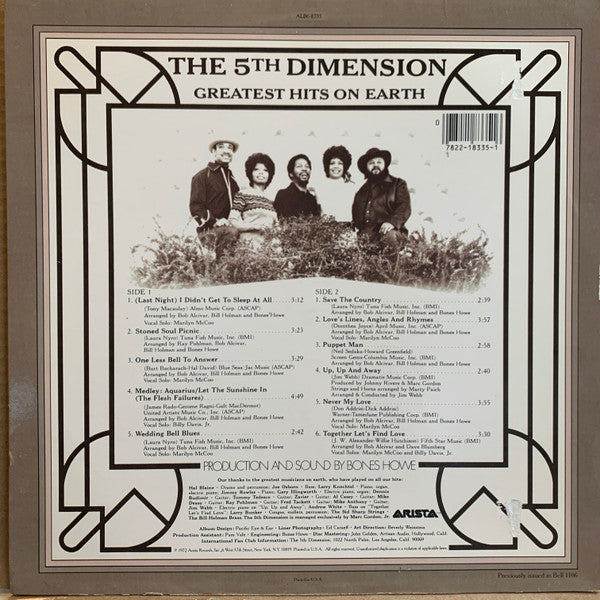 Fifth Dimension, The - Greatest Hits On Earth - 1985