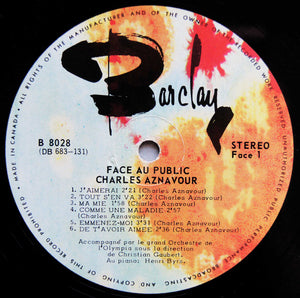 Charles Aznavour - Face Au Public... Vinyl Record