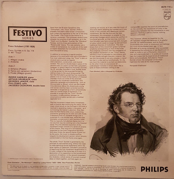 Franz Schubert, Ingrid Haebler, Grumiaux Trio, Jacques Cazauran - "The Trout" Piano Quintet, Op. 114 - 1978