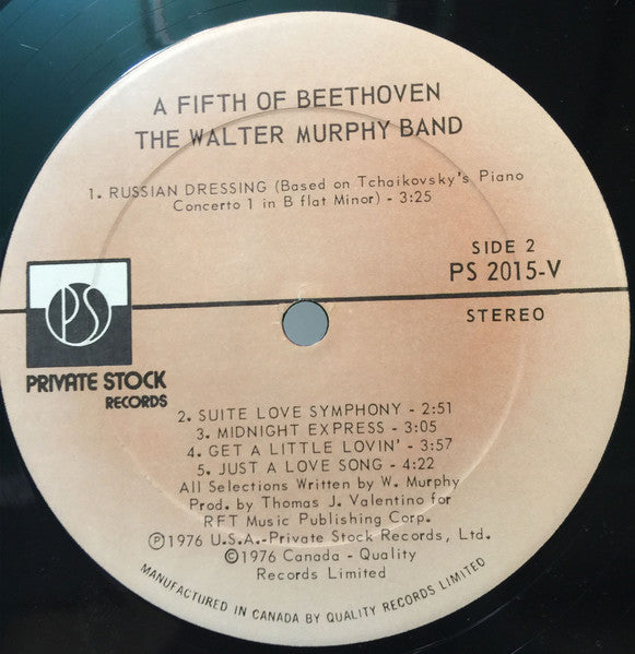 The Walter Murphy Band - A Fifth Of Beethoven Vinyl Record