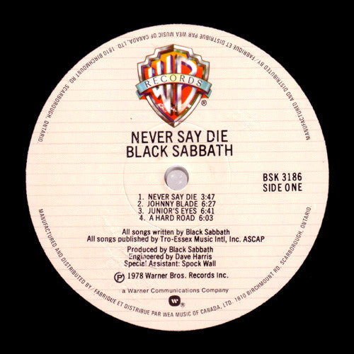 Black Sabbath - Never Say Die! Vinyl Record