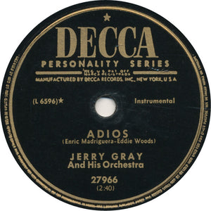 Jerry Gray And His Orchestra - Adios / Cry