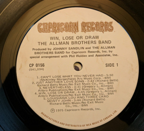 Allman Brothers Band, The - Win, Lose Or Draw - 1975