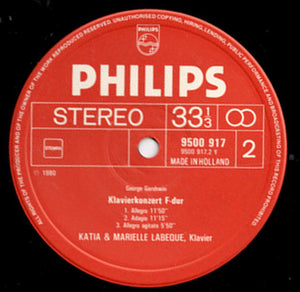 George Gershwin – Katia Et Marielle Labèque - Rhapsody In Blue • Piano Concerto In F (Versions For Two Pianos) - 1981