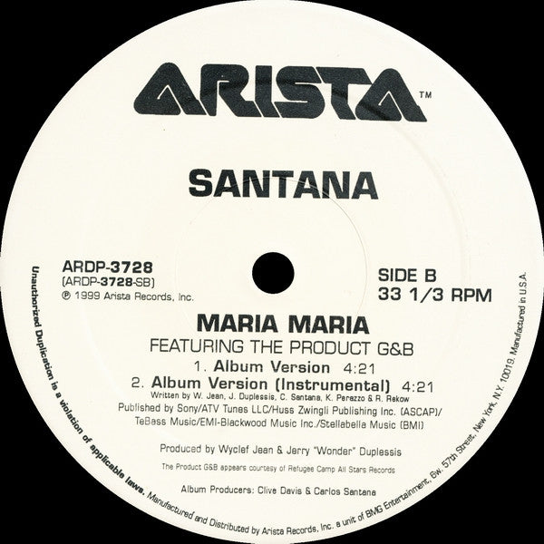 Santana Featuring Product G&B, The - Maria Maria - 1999