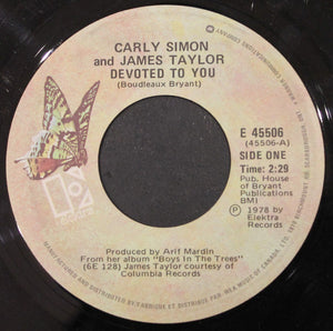Carly Simon And James Taylor - Devoted To You / Boys In The Trees - 1978