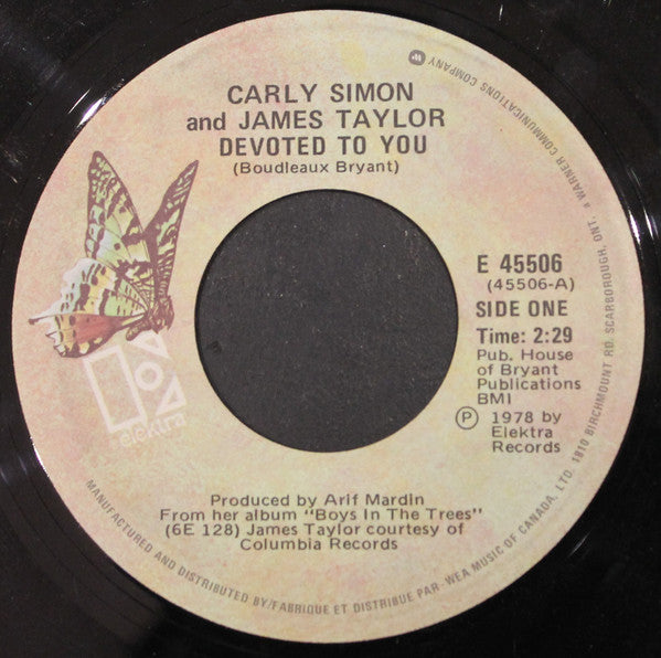 Carly Simon And James Taylor - Devoted To You / Boys In The Trees - 1978