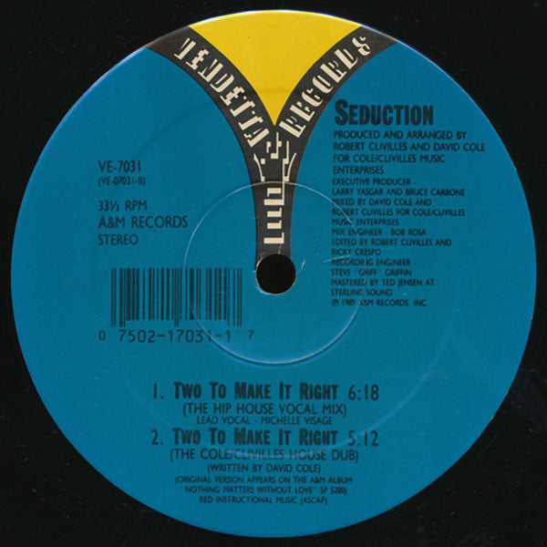 Seduction - Two To Make It Right Vinyl Record