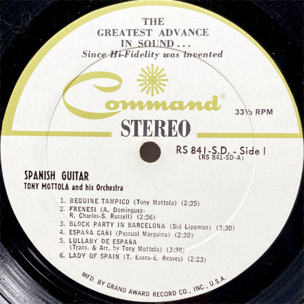 Tony Mottola And His Orchestra - Spanish Guitar - 1962