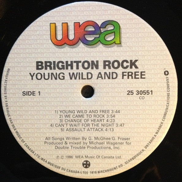 Brighton Rock - Young, Wild And Free Vinyl Record