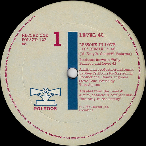 Level 42 - Lessons In Love (Shep Pettibone Remixes) - 1986