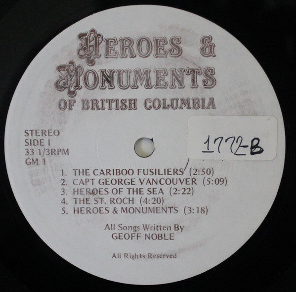 Geoff Noble - Heroes & Monuments Of British Columbia - 1980