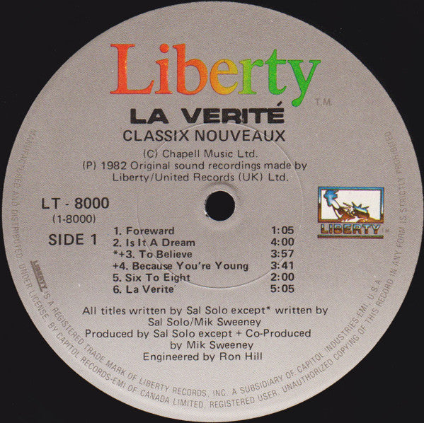 Classix Nouveaux - La Verité