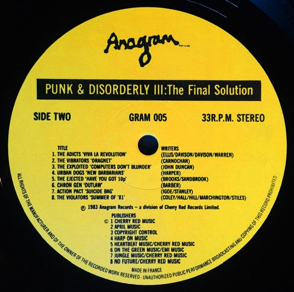 Various - Punk And Disorderly III - The Final Solution - 1983