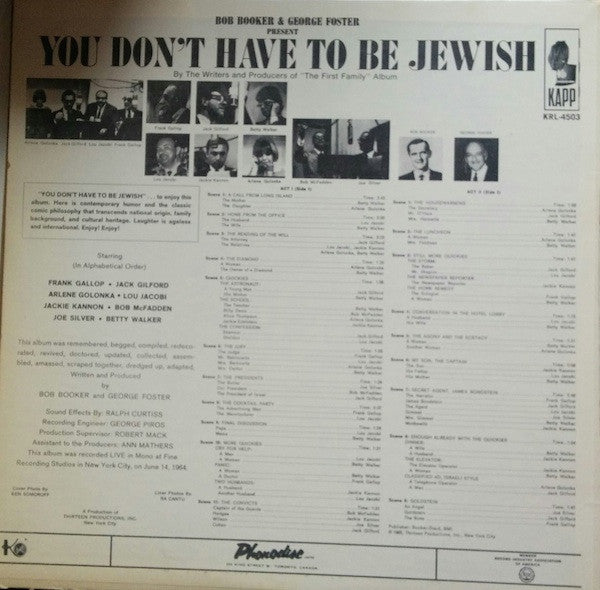 Bob Booker And George Foster - Present: You Don't Have To Be Jewish - 1965