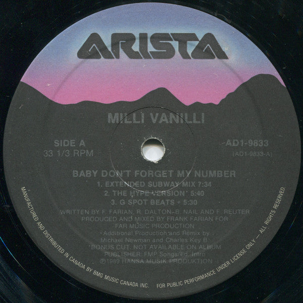 Milli Vanilli - Baby Don't Forget My Number - 1989