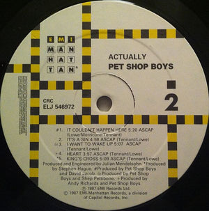 Pet Shop Boys - Actually Vinyl Record