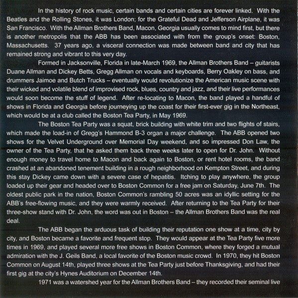 Allman Brothers Band, The - Boston Common 8-17-71 (CD) - 2007