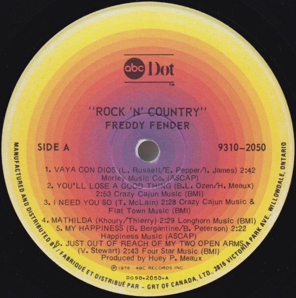 Freddy Fender  - Rock 'N' Country Vinyl Record