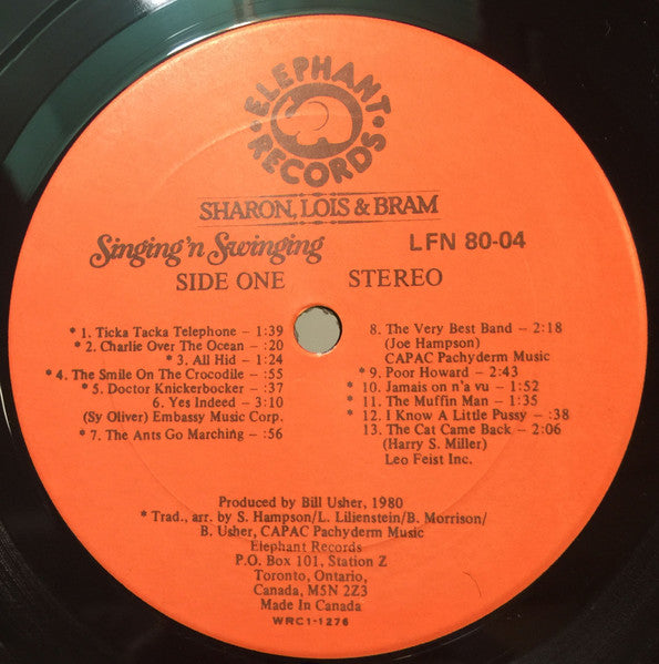 Sharon, Lois & Bram Featuring Bill Usher - Singing 'N Swinging - 1980
