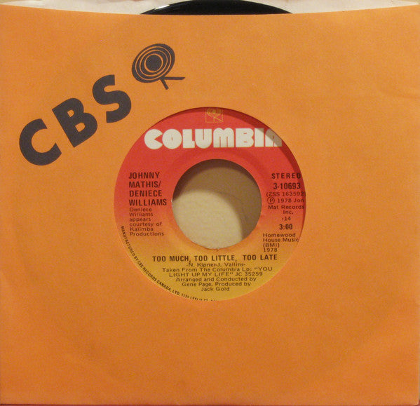 Johnny Mathis / Deniece Williams - Too Much, Too Little, Too Late - 1978
