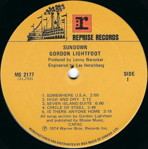 Gordon Lightfoot - Sundown Vinyl Record