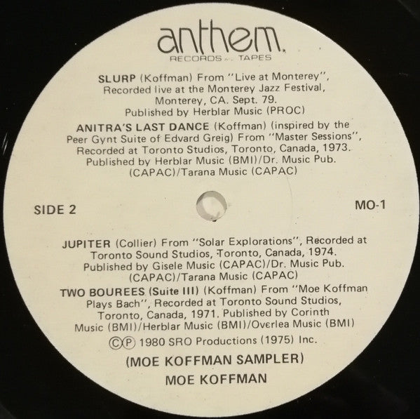 Moe Koffman Quintet - Oakville Place Presents Moe Koffman Jazz Quintet [Moe Koffman Sampler]  - 1980