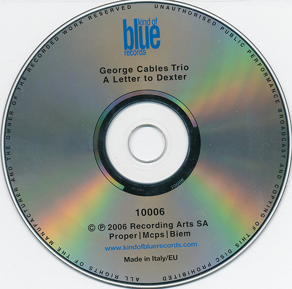 George Cables Trio - George Cables, Victor Lewis, Rufus Reid - A Letter To Dexter (CD) - 2006