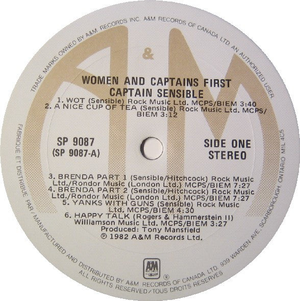 Captain Sensible - Women And Captains First - 1982