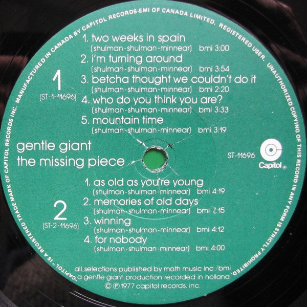 Gentle Giant - The Missing Piece - 1977