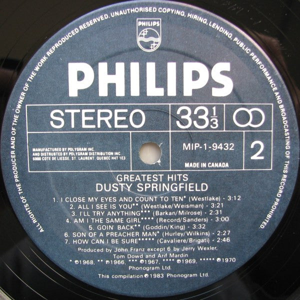 Dusty Springfield - Greatest Hits - 1983