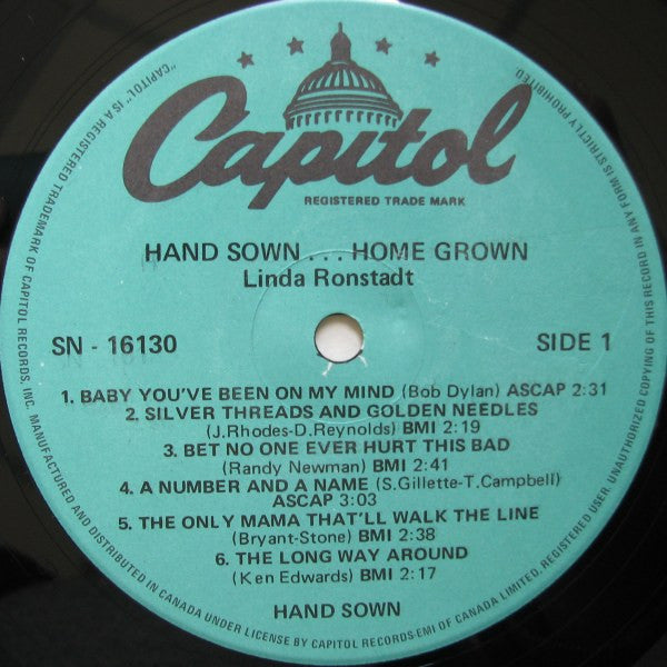 Linda Ronstadt - Hand Sown...Home Grown Vinyl Record