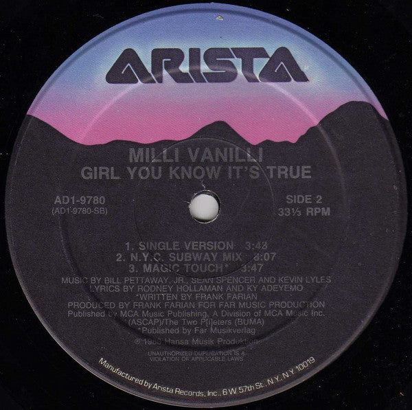 Milli Vanilli - Girl You Know It's True - 1988