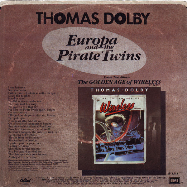 Thomas Dolby - Europa And The Pirate Twins Vinyl Record