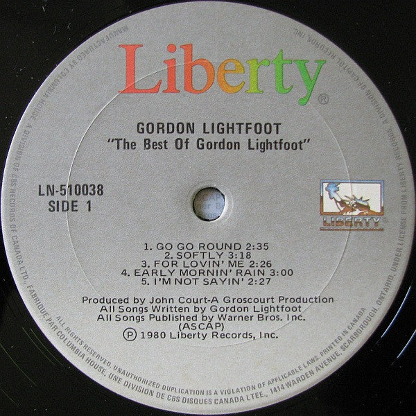 Gordon Lightfoot - The Best Of Gordon Lightfoot - 1980