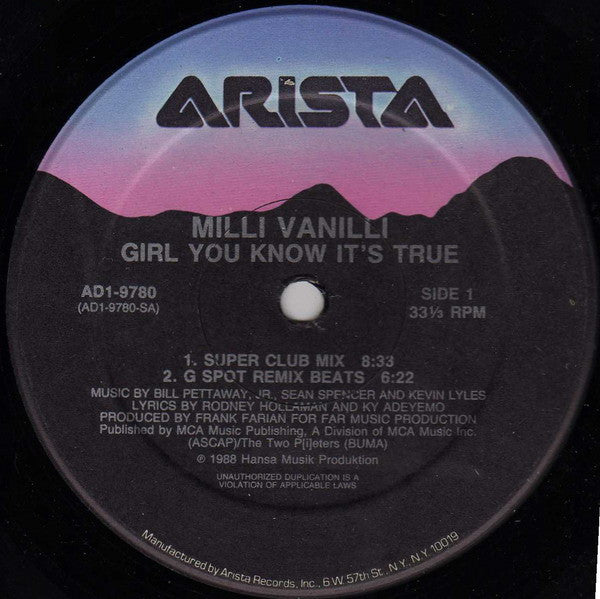 Milli Vanilli - Girl You Know It's True - 1988