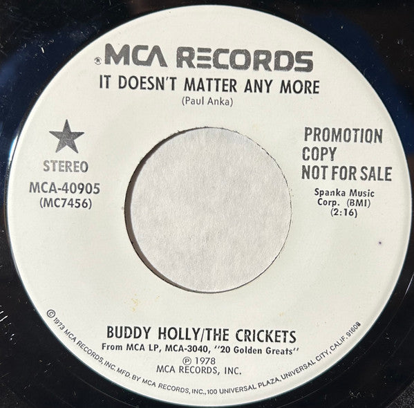 Buddy Holly / Crickets (2), The - It Doesn't Matter Any More - 1978
