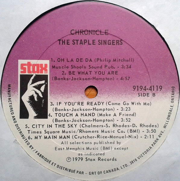 Staple Singers, The - Chronicle (Their Greatest Stax Hits) - 1979