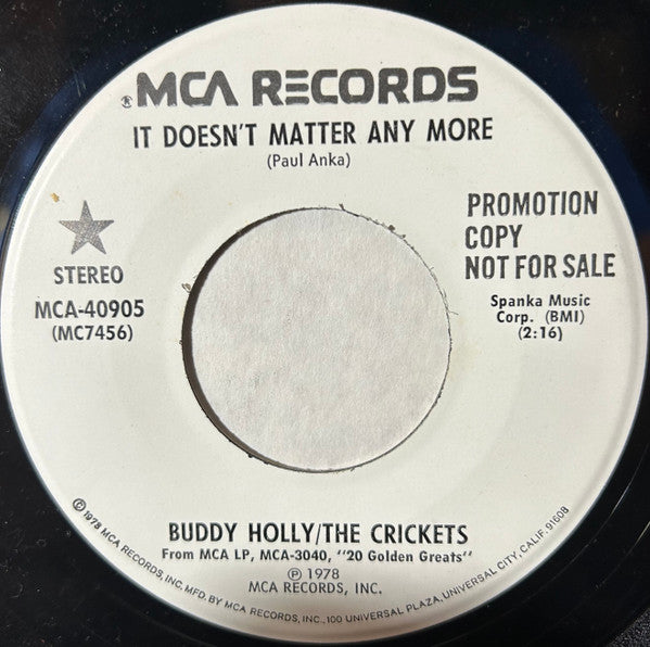 Buddy Holly / Crickets (2), The - It Doesn't Matter Any More - 1978