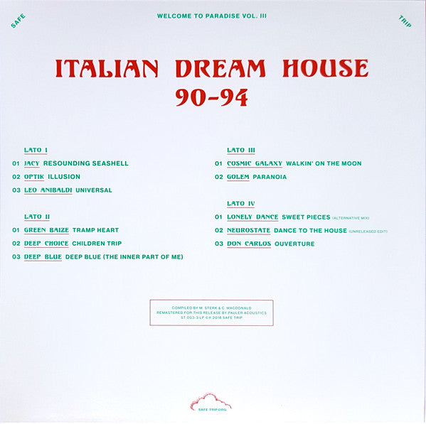 Various - Welcome To Paradise Vol. III: Italian Dream House 90-94 - 2018