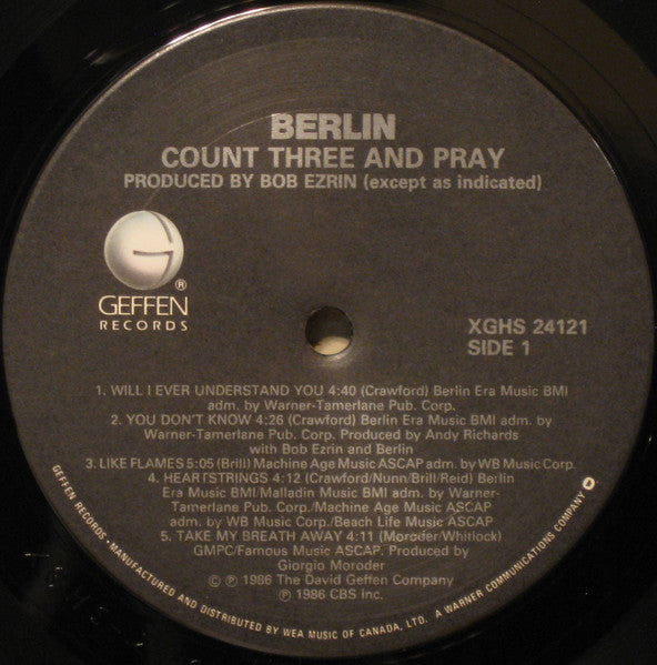 Berlin - Count Three & Pray - 1986