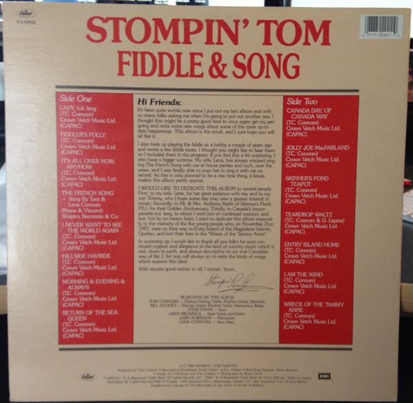 Stompin' Tom Connors - Fiddle & Song