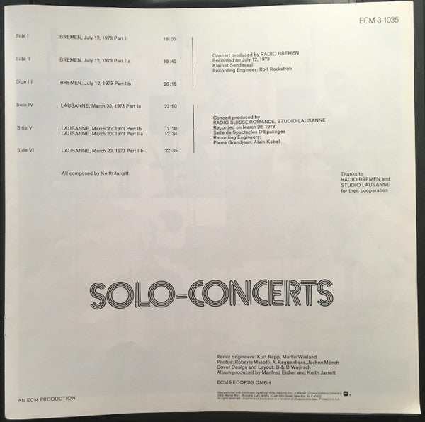 Keith Jarrett - Solo Concerts: Bremen / Lausanne - 1979