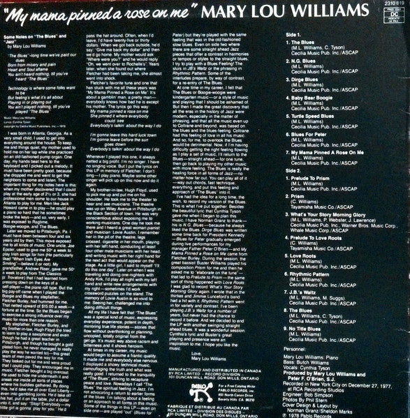 Mary Lou Williams - My Mama Pinned A Rose On Me - 1978