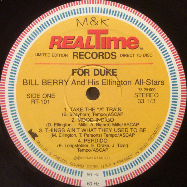 Bill Berry And His Ellington Allstars - For Duke - 1978