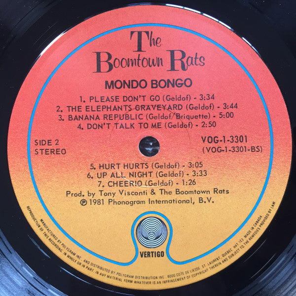 Boomtown Rats, The - Mondo Bongo - 1981