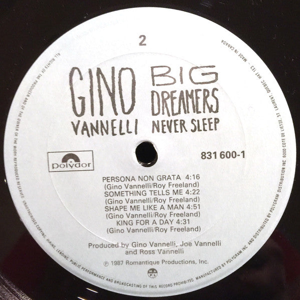 Gino Vannelli - Big Dreamers Never Sleep - 1987