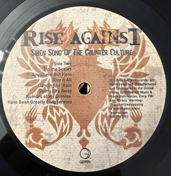 Rise Against - Siren Song Of The Counter Culture Vinyl Record